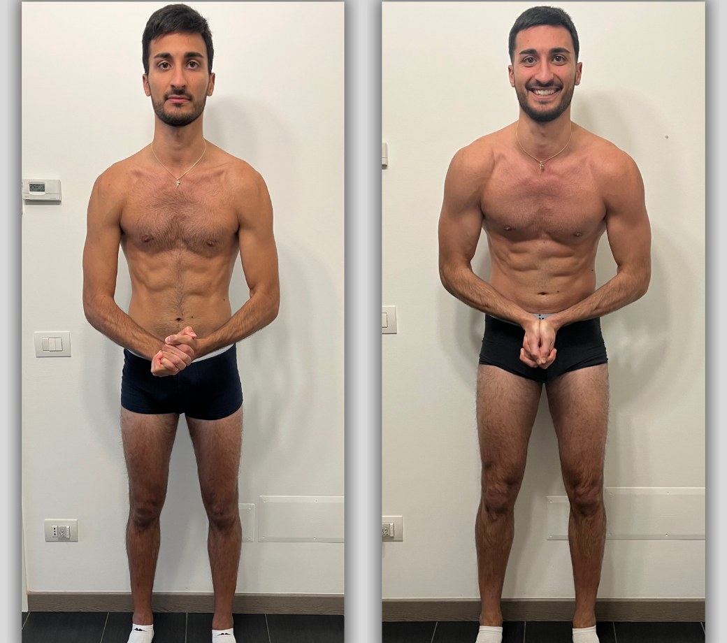 Trasformazione prima e dopo di un atleta