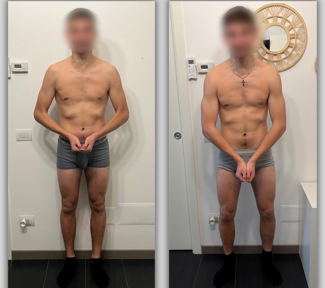 Trasformazione prima e dopo di un atleta