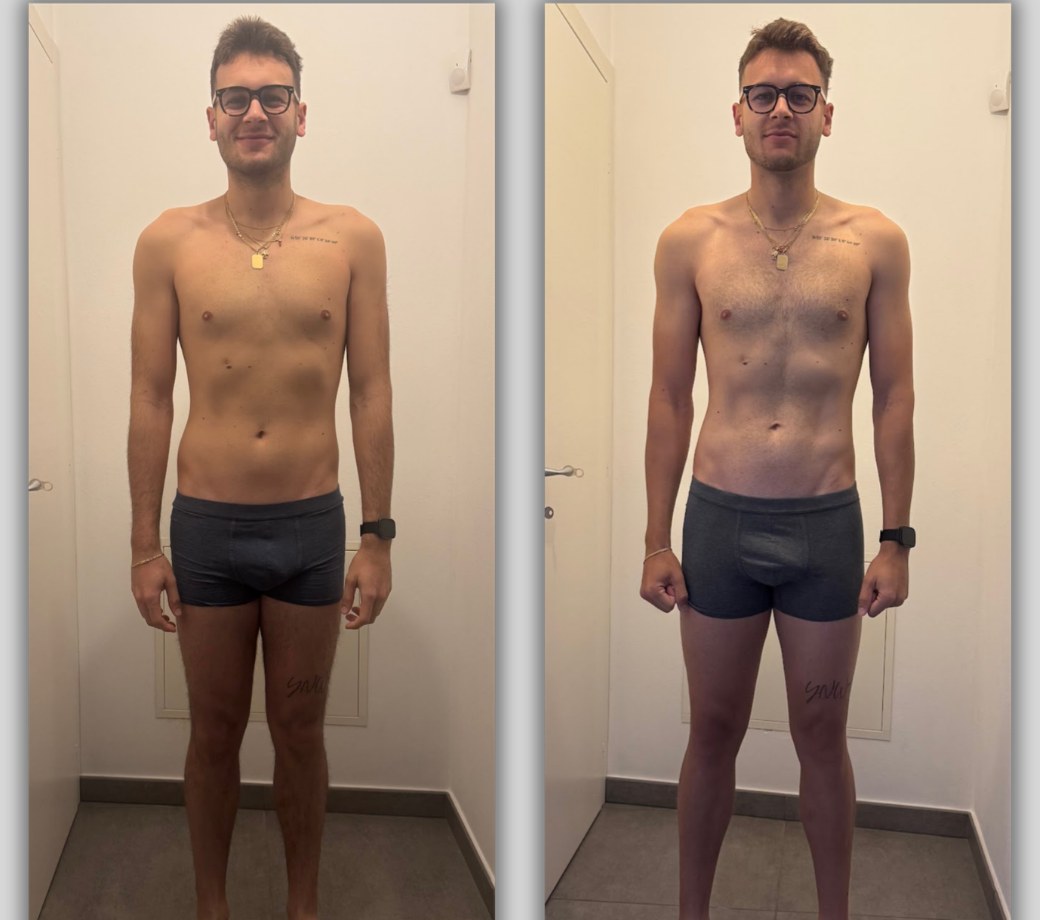 Trasformazione prima e dopo di un atleta