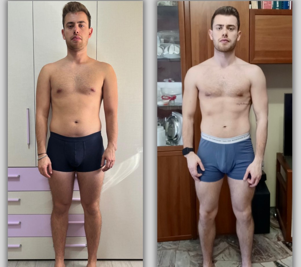 Trasformazione prima e dopo di un atleta