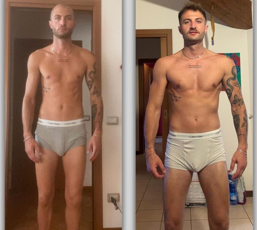 Trasformazione prima e dopo di un atleta